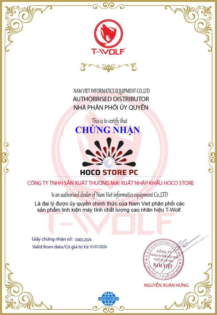 Chứng Nhận Đại Lý T-Wolf (HOCO STORE)