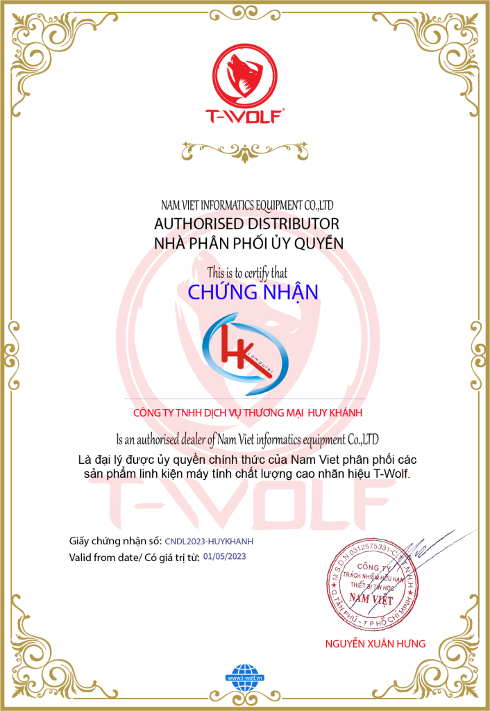Chứng Nhận Đại Lý T-Wolf (HUY KHÁNH - PHAN THIẾT)