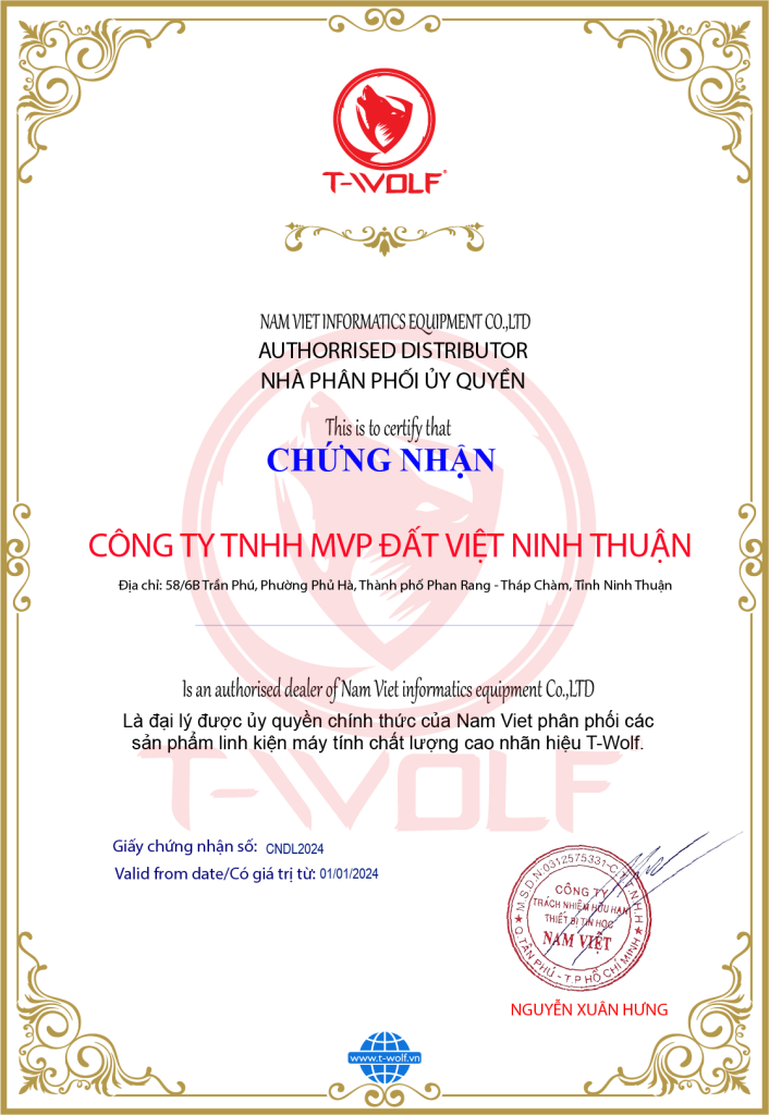 Chứng Nhận Đại Lý T-Wolf (Ninh Thuận - ĐẤT VIỆT)